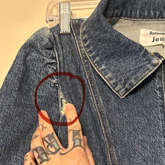 FLAWED NWT Reformation Kensington Denim Mini Dress Newport Blue Size 2 - Picture 8 of 12